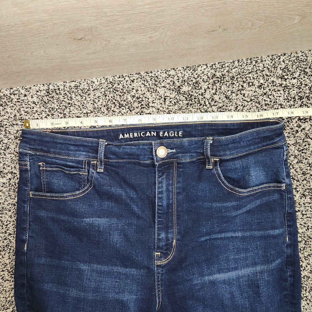 American Eagle Highest Rise Flare Jeans Super Stretch Darkwash Women's 16 Long - Picture 2 of 8